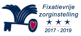 Logo Waarborgzegel Fixatievrije Zorginstelling met drie sterren